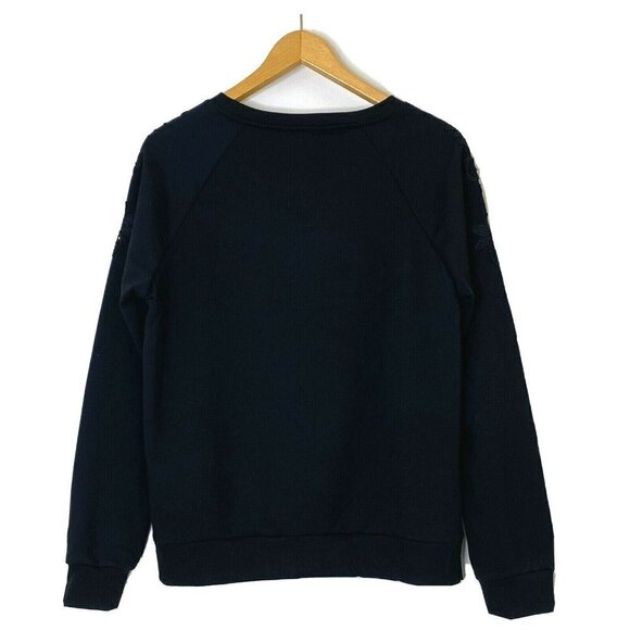 Gloria Vanderbilt Womens size Medium Lace Crewneck Pullover Sweatshirt Top Black - Picture 2 of 9